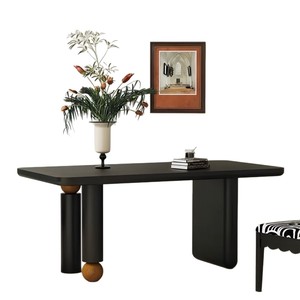 Nordic Black Solid Wood Dining Table Rectangular Simple Retro Style Creative Small Apartment Light Luxury <b>Work</b> <b>Desk</b> - Product Image 5