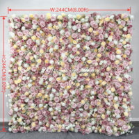 Mur de fleurs artificielles Dkb coloré en soie rose, bleu, orange, rose, 8*8 pieds, avec fermeture éclair