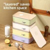 Conteneur de stockage alimentaire hermétique en acier inoxydable 304, compatible micro-ondes, design carré pour transporter les repas, réfrigérateur
