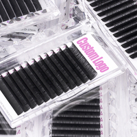 Plateaux d'extension de cils individuels simples personnalisés en D noir mat coréen PBT végétalien/7-15mm plateau d'extension de cils en vison en cachemire