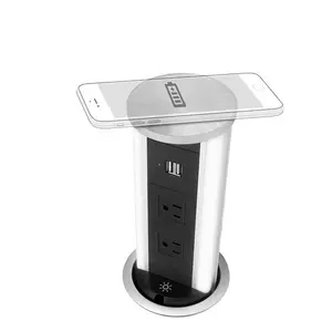 Hidden smart pop-up outlet socket with wireless charger electrical switches and sockets