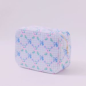 Women's <b>Large</b> Blue Bow Printed Cosmetic <b>Bag</b> Custom DIY Nylon Waterproof Makeup Organizer Zipper Travel for <b>Toiletry</b> <b>Large</b> - Product Image 2