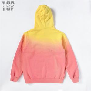 OEM 400GSM 100% Cotton High Quality Sweatshirt <b>Hoodies</b> Yellow and <b>Pink</b> Dip-Dye <b>Hoodies</b> - Product Image 3