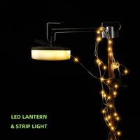Lanterne de camping LED rechargeable 2-en-1 avec guirlande lumineuse rétractable de 10 m, lampe d'ambiance portable et étanche pour tente, idéale pour l'extérieur