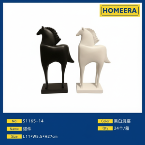 เครื่องประดับตกแต่งเรซิ่นสีดำและสีขาวแปลกใหม่และสร้างสรรค์ของตกแต่งบ้านขนาด11x55x27ซม. สำหรับตกแต่งบ้าน - Product Image 1