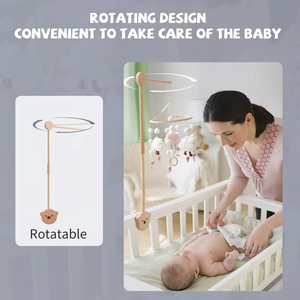 Soporte Móvil para Cuna de Madera de Haya Natural con Oso Adorable, Colgador Antideslizante para Cuna de Bebé, Personalizable OEM - Product Image 6