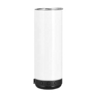 Tumbler Speaker Bluetooth Stainless Steel 20oz  dengan Sedotan, Cocok untuk Sublimasi