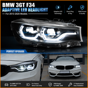 Für BMW 3er GT F34 2013-2020 Bi-LED Projektor-Scheinwerfer Upgrade 5er-Serie Design Blauer Laser-Rahmen Vordere Lampeneinheit - Product Image 2