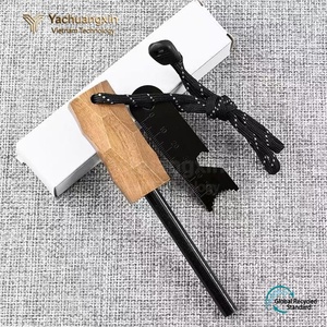 Wooden Handle Ferrocerium Rod <b>Fire</b> Starter Outdoor Survival <b>Tool</b> Metal Stick With Leather Strap - Product Image 6
