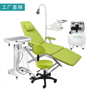 Fauteuil dentaire hydraulique bleu Foshan avec crachoir intégré, chaise pliante portable, chariot mobile léger - Product Image 3