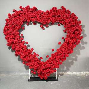 Arco artificial Rosa corazón flor arco panel corazón flor arco boda corazón flor arco telón de fondo seda para decoración venta al por mayor - Product Image 2