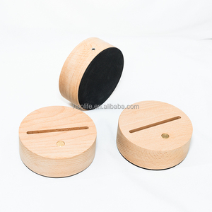 Lampes rondes Bases en <span class=keywords><strong>hêtre</strong></span> Lampe de base d'éclairage 3D Décoration intérieure Lumière Longue bande Supports de veilleuses Bases de commutateur USB Chambre à coucher USB - Product Image 5
