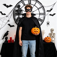 Masque de mascarade œil de chat en cuir PU noir, masque demi-visage pour Halloween, bande élastique, costume de fête cosplay, masque facial pour adultes et enfants