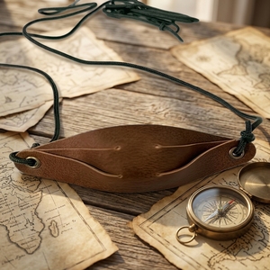 Étui en cuir véritable pour <span class=keywords><strong>lance</strong></span>-<span class=keywords><strong>pierre</strong></span> de style ancien, pour sports de plein air, chasse, durable, léger et portable - Product Image 1