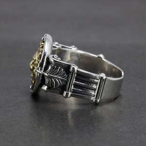 Cincin Singa Perak Sterling 925 Solid untuk Pria, Cincin Pria Retro Punk Lokomotif, Perhiasan Pria Motif Daun - Product Image 4