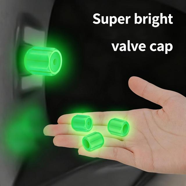 4Pcs Luminous Tire Valve Caps ABS Plastic Universal Glow in the Dark Air Stem Covers for Car Motorcycle Truck Bike