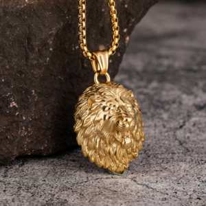 Pendentif le roi <span class=keywords><strong>Lion</strong></span> en acier inoxydable pour hommes, collier à breloque, argent, bijoux gothiques, <span class=keywords><strong>Lion</strong></span>, <span class=keywords><strong>Horoscope</strong></span> - Product Image 2