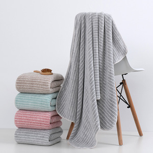 Serviette de bain en polaire corail tricotée warp 140x70cm rayée séchage rapide usage domestique - Product Image 4