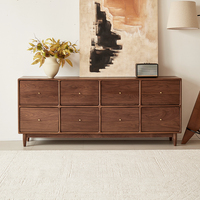 Commode haut de gamme à 8 tiroirs en noyer noir américain, menuiserie en bois massif, design moderne, chambre à coucher, salon, rangement, marque personnalisée