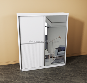 Armoire blanche moderne en bois avec grand rangement et miroir, personnalisable en usine, pour chambre à coucher - Product Image 4