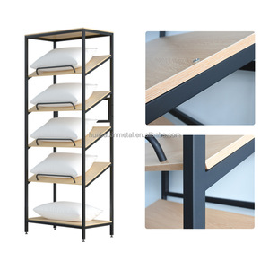 Étagère de literie des fabricants de présentoirs d'oreillers en latex personnalisés avec cadre en fer, <span class=keywords><strong>planche</strong></span> de <span class=keywords><strong>bois</strong></span> et noyau en caoutchouc, montage facile à démonter - Product Image 4