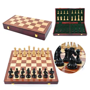 Luxo De Madeira Chess Board Crafted Pieces Set 20 ''Folding Chessboard Portátil Viagem Jogo Torneio Profissional Iniciante