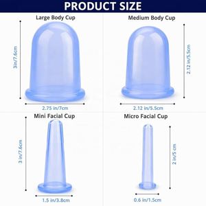 Juego de ventosas de silicona rosa y azul para terapia facial y corporal, masaje y tratamiento de succión al vacío - Product Image 2