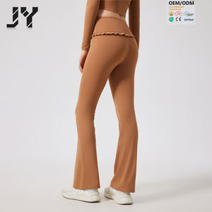 Joyyoung Meilleures ventes en gros Leggings de fitness pour femmes, taille haute, effet push-up, coupe évasée, avec logo personnalisé et coutures, <span class=keywords><strong>Garon</strong></span> - Product Image 1