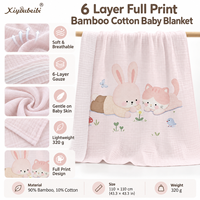 Couverture bébé en coton bambou 6 couches 43,3x43,3 pouces, couverture bébé personnalisée entièrement imprimée, couverture bébé en mousseline douce, vente en gros