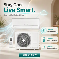 AC Split Tenaga Surya 12000BTU untuk Rumah Tangga, Kontrol Jarak Jauh Ponsel Pintar Tuya WiFi, Panel Surya