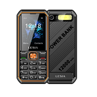 Téléphones mobiles GSM 2,8 pouces 12000 mAh Double carte SIM en veille Téléphone robuste à clavier 2G Téléphone à fonctions avec fonction de banque d'alimentation