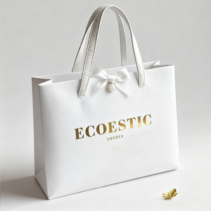 Toptan Lüks Paketleme Çantaları Özel Logo Baskılı Perakende Mücevher Hediye Paketleme Kağıdı Saplı Alışveriş Çantası - Product Image 6