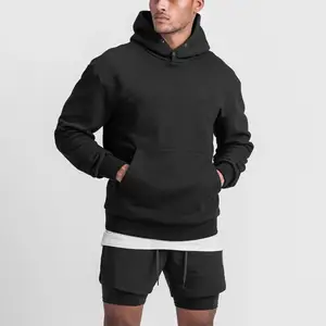 Stringless hoodies high quality thick cotton poly pullover hoodie no string kangaroo pocket men snap button sweatshirt with hood