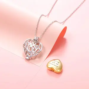 925 Sterling Silver Hollow Urn Memorial collana con ciondolo a forma di cuore da donna gioielli per cremazione per ceneri