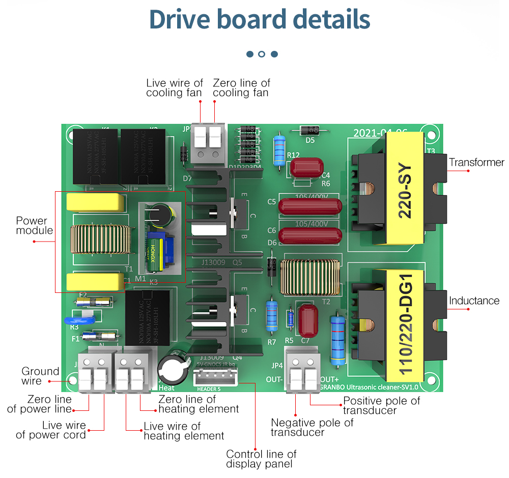 Auto Frequency Tracking Circuit PCB Ultrasonic Power Motherboard For Driving Cleaning Tank 4PCS 60W Transducer