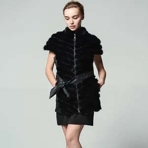 MWFur Hiver Rue Mode <span class=keywords><strong>Femme</strong></span> Manteau De Fourrure Sans Manches Pour Les Femmes En Hiver Femmes <span class=keywords><strong>Gilet</strong></span> De Fourrure De Vison <span class=keywords><strong>Gilet</strong></span> <span class=keywords><strong>Avec</strong></span> <span class=keywords><strong>Ceinture</strong></span> D'hiver - Product Image 6