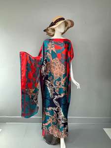 Boho-Chic Kaftan und Schal-Set, Lebendiges Ankara-Print Maxikleid, Urlaubskleidung - Product Image 5