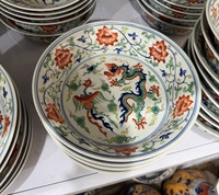 Assiette décorative en porcelaine Wucai Dragon Phoenix peinte à la main, assiette murale en céramique traditionnelle chinoise