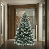 Sapin de Noël avec support métallique, décorations en cône de pin et aiguilles, PET PVC
