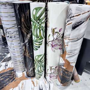 Modern 3D PVC Wallpaper Roll Easy-to-clean Waterproof Gold Marble Design <strong>Wall</strong> Tile <strong>Sticker</strong> for Apartment Home Decoration - Product Image 1