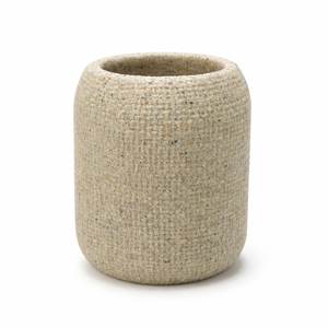 Ensemble de salle de bain en résine de sable à texture lin naturel rustique, accessoires aspect tissé beige pour une décoration de salle de bain neutre - Product Image 5