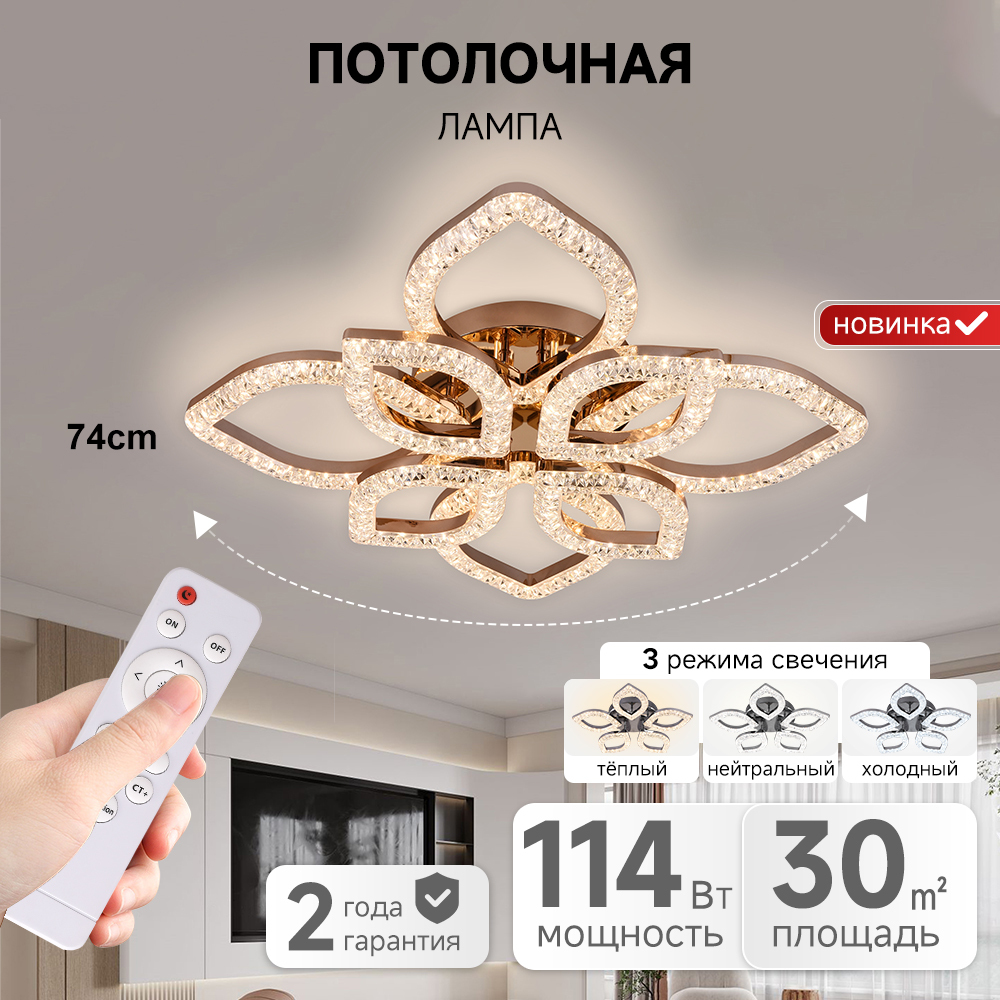 Hot New Products Gold Ceiling Lamp Modern Office 114W 3-Color Temperature Dimmable Remote Control Led Ceiling Light