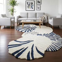 Tapis sur mesure de luxe, forme de feuille irrégulière, tapis en laine tufté à la main, tapis de salon, grand format