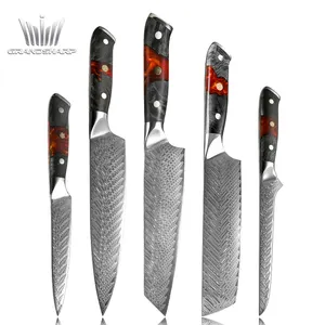 Venta al por mayor 6 pulgadas cuchillo de chef japonés-Juego de cuchillos de Chef de cocina Damasco VG10, juego profesional japonés, acero de Damasco, utensilios de cocina