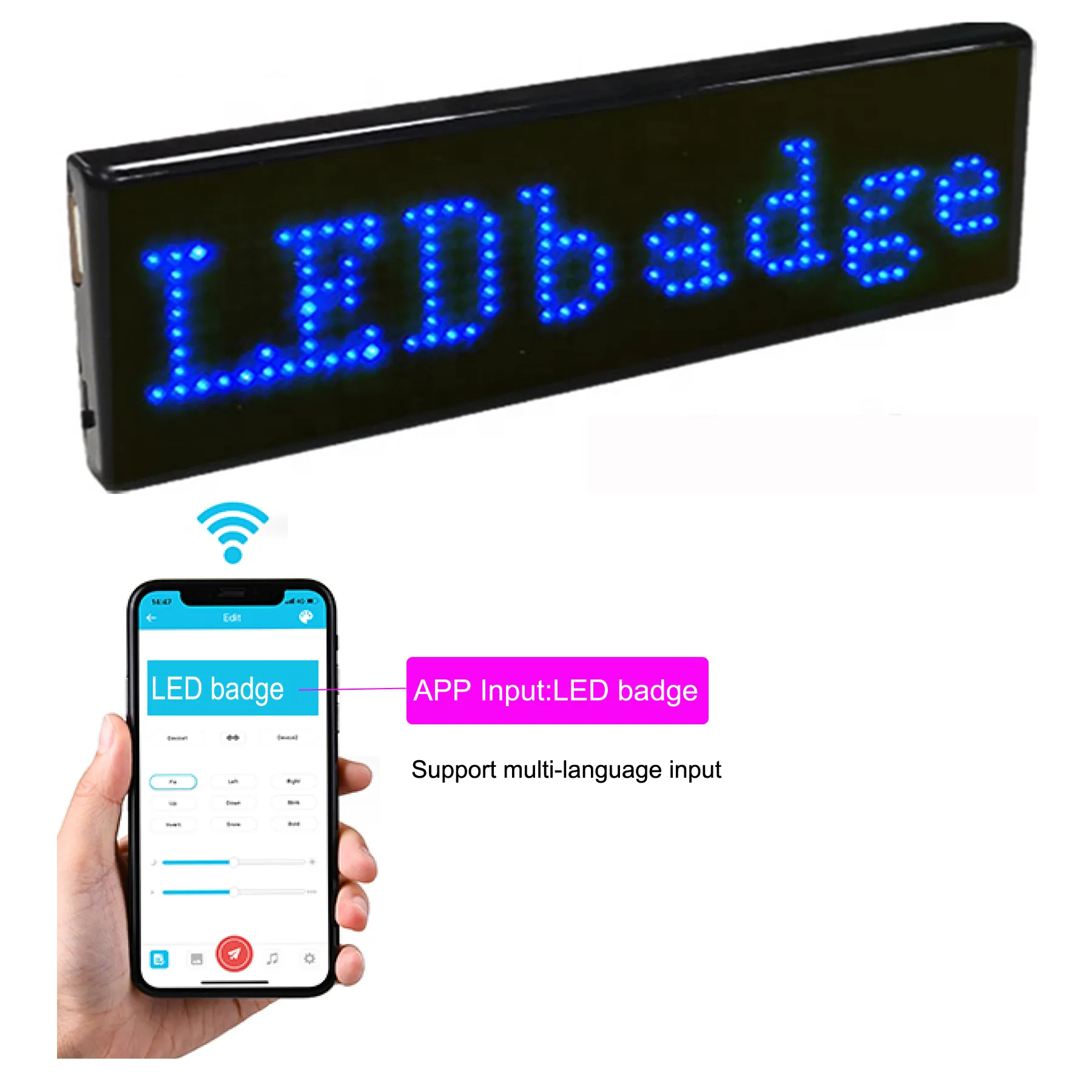 Youpin-carte de défilement, Message personnalisé en LED, Rechargeable, avec application Mobile, Programmable, magnétique et réutilisable