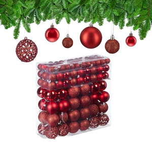 Boule de Noël suspendue en papier mâché du Cachemire, peinte à la main, motif floral, ornement de Noël rouge, ornement suspendu en papier mâché floral - Product Image 1