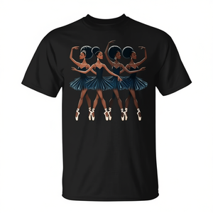 Camiseta negra de bailarina afroamericana con diseño artístico para mujer - Product Image 2