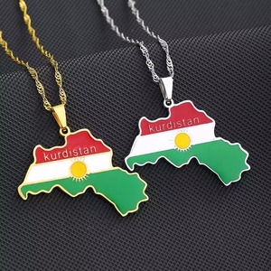 <span class=keywords><strong>2022</strong></span> Offre Spéciale mode bijoux à la mode géométrique en acier inoxydable collier Vintage Kurdistan <span class=keywords><strong>carte</strong></span> collier pour femmes filles - Product Image 5
