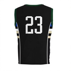 Conjunto de Camiseta de Baloncesto Corta sin Mangas con Cuello en V Negra, Transpirable, que Absorbe la Humedad, con Estampado Sublimado, Unisex, Corte Regular, para Todas las Temporadas - Product Image 4