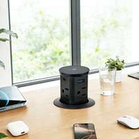 Enchufe de Mesa Inteligente para el Hogar, Material ABS, con Carga Rápida USB y Cargador Inalámbrico de 15W, Enchufe Emergente Neumático para Cocina